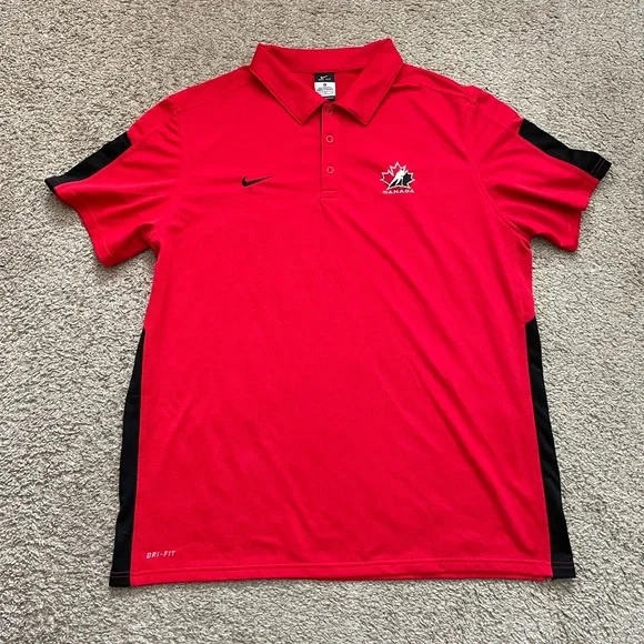 HOT Hockey Canada Polo Nike Shirts Nike Dri Fit Canada Hockey